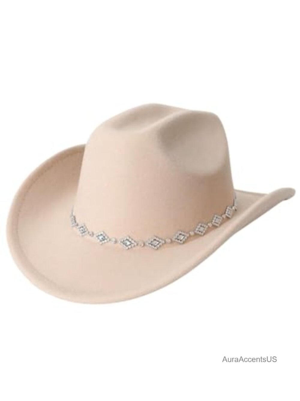 Verdusa Women's Western Cowboy Hat with Rhinestone Wide Brim Cowgirl Hat